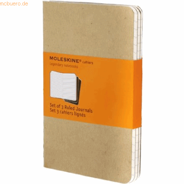 Moleskine Notizheft Cahier P A6 9x14cm VE=3 Stück liniert packpapierbr von Moleskine