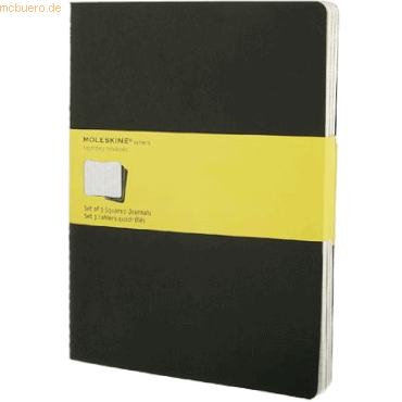 Moleskine Notizheft Cahier XL 19x25cm VE=3 Stück kariert schwarz von Moleskine