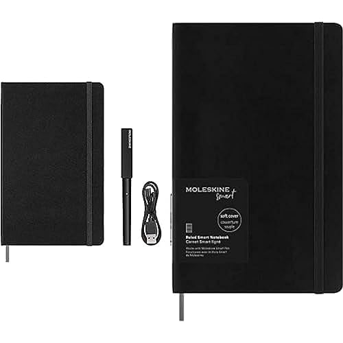 Moleskine Smart Writing Set, Smart Notebook mit Smart Pen, 13x21 cm, Schwarz + Smart Notebook, Smart Writing System, Digitales Smart-Notizbuch mit Weichem Einband, Großformat 13 x 21, Farbe: Schwarz von Moleskine