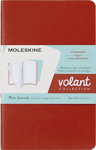 Moleskine Volant Notizhefte (blanko, Soft Cover, Pocket/A6) 2er-Set Korallrot, Aquamarinblau von Moleskine