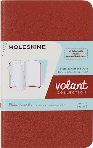 Moleskine Volant Notizhefte (blanko, Soft Cover, X-Small) 2er-Set Korallrot, Aquamarinblau von Moleskine