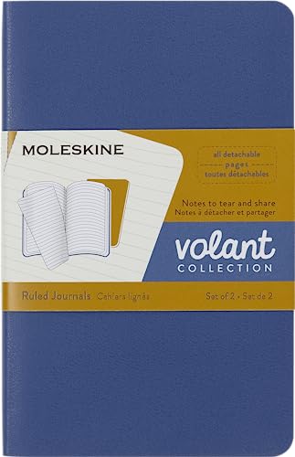 Moleskine Volant Notizhefte (liniert, Soft Cover, Pocket/A6) 2er-Set Vergissmeinnicht Blau, Bernsteingelb von Moleskine