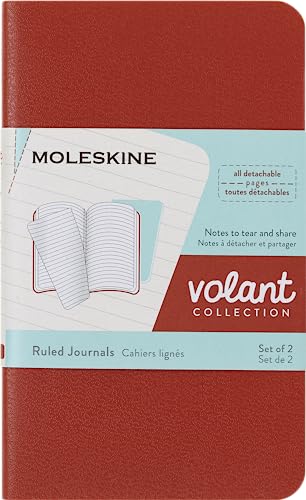 Moleskine Volant Notizhefte (liniert, Soft Cover, X-Small) 2er-Set Korallrot, Aquamarinblau von Moleskine