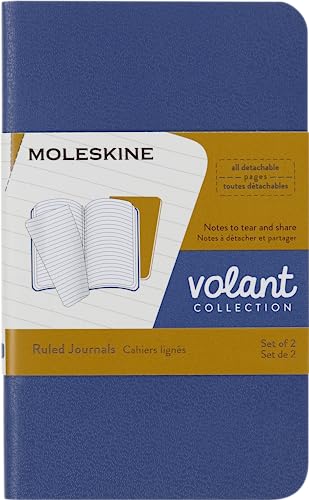 Moleskine Volant Notizhefte (liniert, Soft Cover, X-Small) 2er-Set Vergissmeinnicht Blau, Bernsteingelb von Moleskine