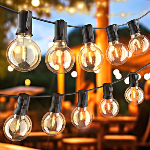 LED Lichterkette Außen, 30M Outdoor Lichterkette strom mit 52+3 Stk. Warmweiße G40 Glühbirnen, IP44 Wasserdicht Lichterketten Glühbirnen Außen & innen für Garten, Terrasse, Hochzeiten, Partys von Molfanco