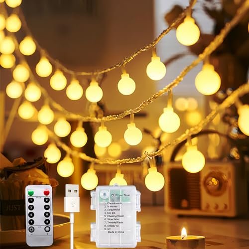 Lichterkette 3-in-1 Stromversorgung, 13M 100 Leds lichterkette außen batterie/USB, 8 Modi und Timer Funktion, ideal für Balkon, Partybeleuchtung, Zimmer, Camping, Hochzeit, Partyzelt von Molicar