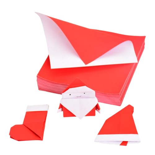 100x Molinter Origami Papier Craft Paper Weihnachten Rot Weiß Bastelpapier Origamipapier Zweiseitig Faltpapier für Kinder von Molinter