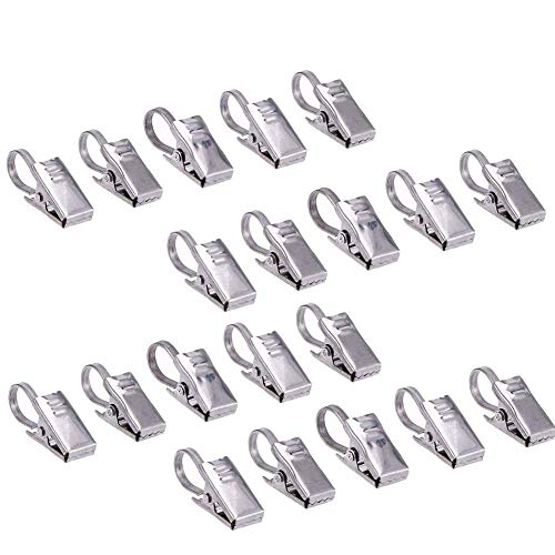 Molinter Seilklammern Gardinen Vorhang Clips Edelstahl Gardinenringe Klammern mit Haken für Seilspanngarnitur Seilspanner Seilspannsystem (100PCS) von Skyvov