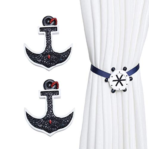 Molinter Vorhang Raffhalter Magnetisch Maritime Vorhangseil Clip Halter Holdbacks Gardinenklammern mit Starken Magnet für Heimtextilien 2 Stück (Stil 6) von Molinter