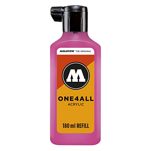 Molotow ONE4ALL Refill Acryl, Farbe 217 neon pink flourezierend 180 ml, Nachfülltinte für Permanentmarker von Molotow