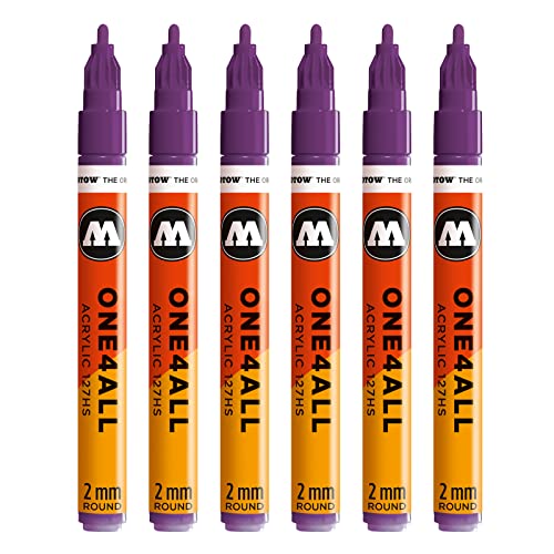 Molotow One4All 127HS Acryl Marker (2,0 mm Strichstärke, hochdeckend und permanent, UV-beständig, für fast alle Untergründe) 6 Stück Farbe 042 johannisbeere von Molotow