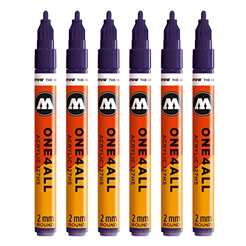 Molotow One4All 127HS Acryl Marker (2,0 mm Strichstärke, hochdeckend und permanent, UV-beständig, für fast alle Untergründe) 6 Stück Farbe 043 violett dunkel von Molotow