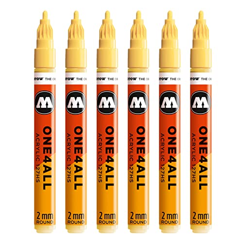 Molotow One4All 127HS Acryl Marker (2,0 mm Strichstärke, hochdeckend und permanent, UV-beständig, für fast alle Untergründe) 6 Stück Farbe 115 vanill pastell von Molotow