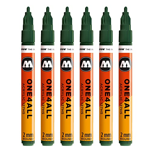 Molotow One4All 127HS Acryl Marker (2,0 mm Strichstärke, hochdeckend und permanent, UV-beständig, für fast alle Untergründe) 6 Stück Farbe 145 future green von Molotow