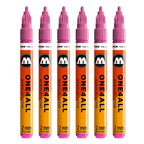 Molotow One4All 127HS Acryl Marker (2,0 mm Strichstärke, hochdeckend und permanent, UV-beständig, für fast alle Untergründe) 6 Stück Farbe 231 fuchsia pink von Molotow