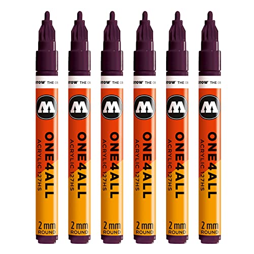 Molotow One4All 127HS Acryl Marker (2,0 mm Strichstärke, hochdeckend und permanent, UV-beständig, für fast alle Untergründe) 6 Stück Farbe 233 purpur violett von Molotow