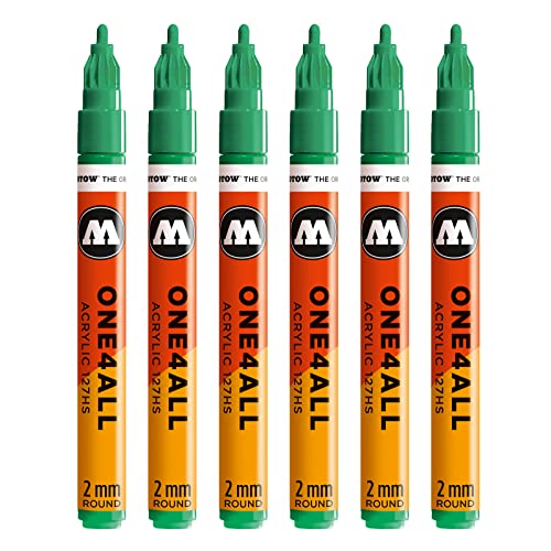 Molotow One4All 127HS Acryl Marker (2,0 mm Strichstärke, hochdeckend und permanent, UV-beständig, für fast alle Untergründe) 6 Stück Farbe 235 türkis von Molotow