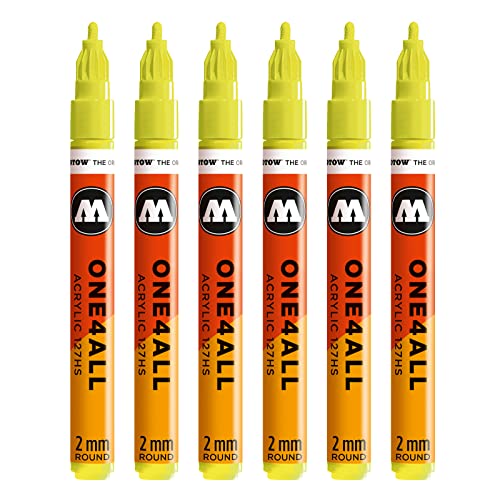 Molotow One4All 127HS Acryl Marker (2,0 mm Strichstärke, hochdeckend und permanent, UV-beständig, für fast alle Untergründe) 6 Stück Farbe 236 giftgrün von Molotow