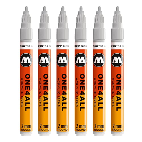 Molotow One4All 127HS Acryl Marker (2,0 mm Strichstärke, hochdeckend und permanent, UV-beständig, für fast alle Untergründe) 6 Stück Farbe 237 graublau hell von Molotow