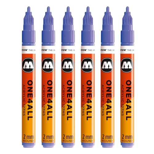 Molotow One4All 127HS Acryl Marker (2,0 mm Strichstärke, hochdeckend und permanent, schnell trocknend, nachfüllbar, für fast alle Untergründe) 6 Stück Farbe 247 veilchen von Molotow