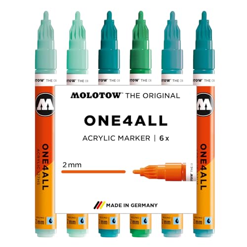 Molotow One4All 127HS Acryl Marker Tropical Set (2,0 mm Strichstärke, hochdeckend und permanent, schnell trocknend, nachfüllbar, für fast alle Untergründe) 6 Stück sortiert von Molotow