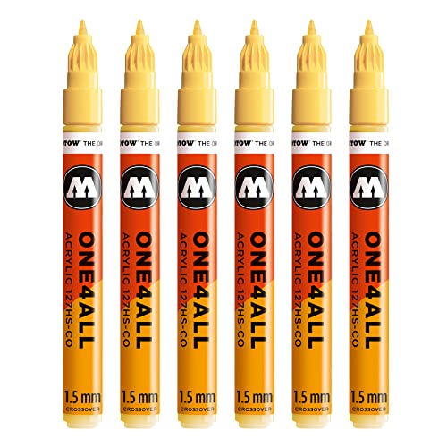 Molotow One4All 127HS-CO Acryl Marker (1,5 mm Strichstärke, hochdeckend und permanent, UV-beständig, für fast alle Untergründe) 6 Stück Farbe 115 vanille pastell von Molotow