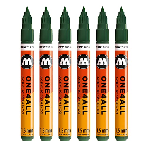 Molotow One4All 127HS-CO Acryl Marker (1,5 mm Strichstärke, hochdeckend und permanent, UV-beständig, für fast alle Untergründe) 6 Stück Farbe 145 future green von Molotow