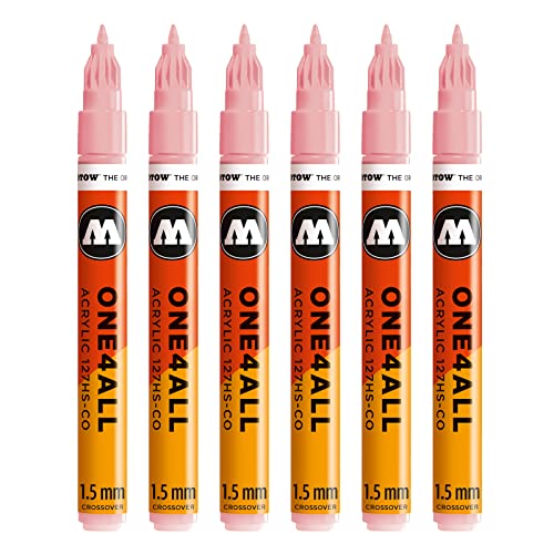 Molotow One4All 127HS-CO Acryl Marker (1,5 mm Strichstärke, hochdeckend und permanent, UV-beständig, für fast alle Untergründe) 6 Stück Farbe 207 powder pastell von Molotow