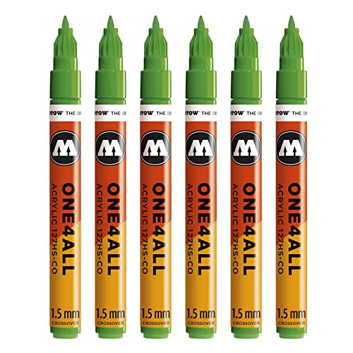 Molotow One4All 127HS-CO Acryl Marker (1,5 mm Strichstärke, hochdeckend und permanent, UV-beständig, für fast alle Untergründe) 6 Stück Farbe 222 kacao77 universe green von Molotow