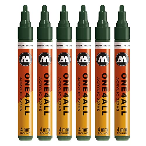 Molotow One4All 227HS Acryl Marker (4,0 mm Strichstärke, hochdeckend und permanent, UV-beständig, für fast alle Untergründe) 6 Stück Farbe 145 future green von Molotow