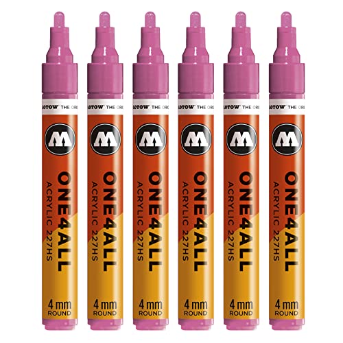 Molotow One4All 227HS Acryl Marker (4,0 mm Strichstärke, hochdeckend und permanent, UV-beständig, für fast alle Untergründe) 6 Stück Farbe 231 fuchsia pink von Molotow