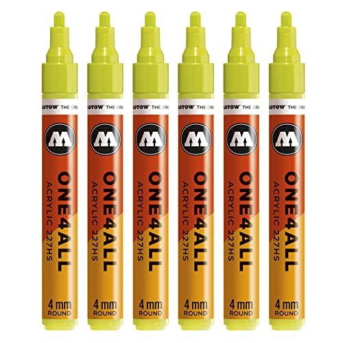 Molotow One4All 227HS Acryl Marker (4,0 mm Strichstärke, hochdeckend und permanent, UV-beständig, für fast alle Untergründe) 6 Stück Farbe 236 giftgrün von Molotow