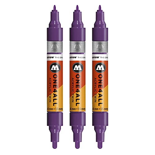 Molotow One4All Acrylic Twin Marker (Strichstärke 1,5 mm und 4 mm, hochdeckend und permanent) 3 Stück Farbe 042 johannisbeere von Molotow