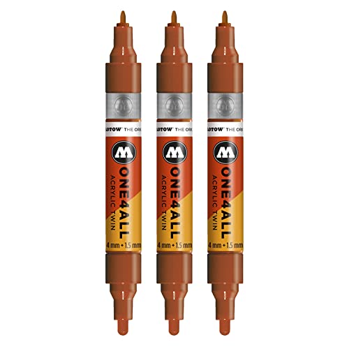 Molotow One4All Acrylic Twin Marker (Strichstärke 1.5 mm und 4 mm, hochdeckend und permanent) 3 Stück Farbe 010 hummer von Molotow