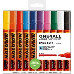 Molotow Permanentmarker One4All 227 HS nachfüllbar 4mm sortiert VE=10 Stück von Molotow