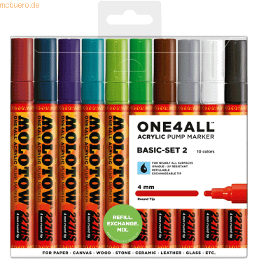 Molotow Permanentmarker One4All 227 HS nachfüllbar 4mm sortiert VE=10 von Molotow