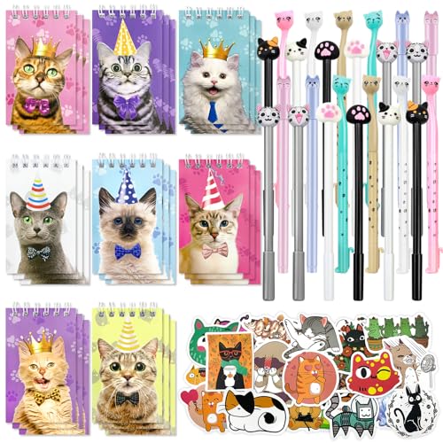 Moltby Katzen Party Geschenke für Kinder - 148Pcs Katzenparty Kindergeburtstag Zubehör, Katzen Briefpapier Set für Haustier Motto Geburtstagspartys, Goodie Bags Stuffers für Belohnungspreise von Moltby