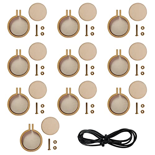 Molyorch 10 Stück Mini Stickrahmen, Ring Anfänger Stickerei Set, Runde Holzreifen, Kreuzstich Ring Rahmen, für Sticken, DIY Halskette, Handwerk (2.5cm) von Molyorch