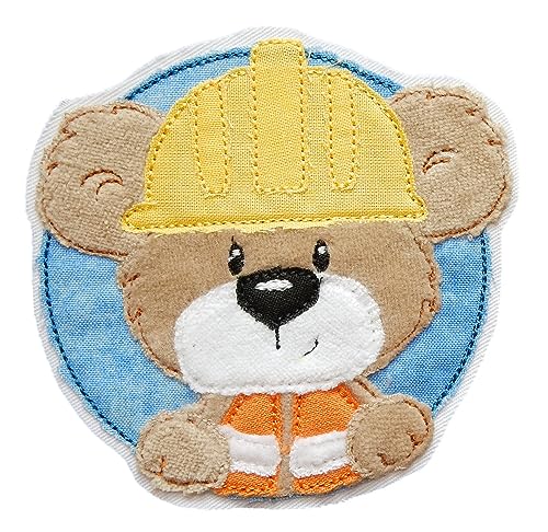 Aufnäher * Patch * Applikation * gestickt * Teddybär Bauarbeiter * ca. 10,5 cm * PA-ws_0060S von Momelie