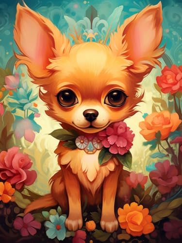 Diamantstickerei Niedlich Chihuahua 30x40cm von Moments