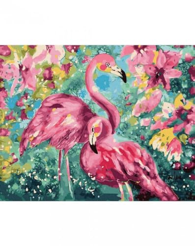 Malen Nach Zahlen Set Flamingo in Farben 40x50 - Malset für Nummern, selber malen für Kunstliebhaber, Kinder und Erwachsene, kreativer Freizeitspaß von Moments