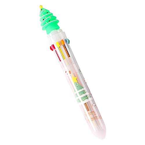 Niedlichen Cartoon Weihnachten 6 Farbe oder 10 Farbe Kugelschreiber Multicolor Pen Press Pen Briefpapier Stifte Steine Bemalen Schwarz (B, One Size) von Momolaa