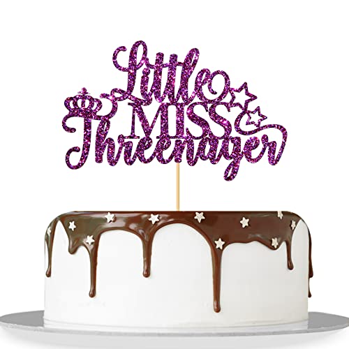 Glitter Little Miss Threenager Cake Topper / Happy 3rd Birthday Party Dekor / Hello 3 / Girl Three Years Old Party Dekorationen Lila von MonMon & Craft