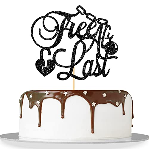 MonMon & Craft Free at Last Cake Topper / Divorced Party Cake Decor / Going Away / Broken Up / Later Traitor Party Supplies - Black Glitter von MonMon & Craft