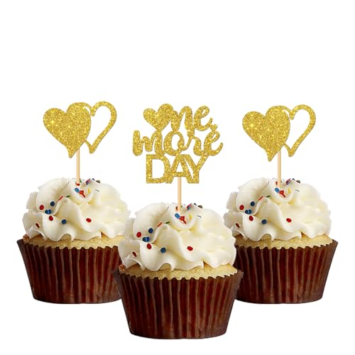 MonMon & Craft One More Day Cupcake-Topper/Hochzeits-Probe/Hochzeits-Verlobung Mr & Mrs-Party-Cupcake-Dessert-Dekorationen – Brautparty, Cupcake-Topper, Glitzer, 24 Stück von MonMon & Craft