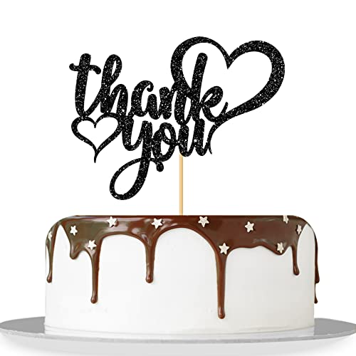 MonMon & Craft Thank You Cake Topper / Thanksgiving Party / Thank You Party / Bride to Be / Wedding Party Cake Decorations Supplies - Black Glitter von MonMon & Craft