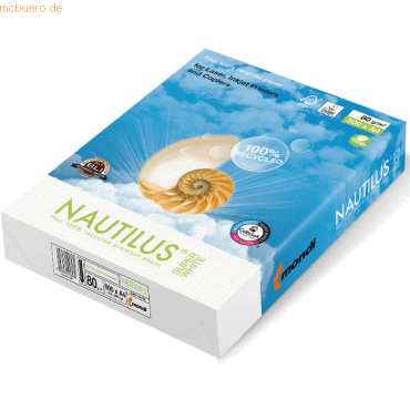 Mondi Kopierpapier Nautilus super white A4 80g/qm RC weiß VE=500 Blatt von Mondi