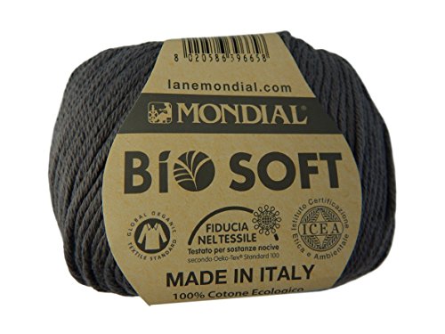 Mondial Bio-Soft-Garn aus 100 % Bio-Baumwolle, 2 Knäuel, Anthrazit 859 von Mondial