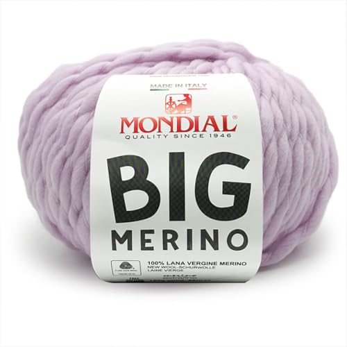 Mondial Lane Big Merino Strickgarn, 150 g, 68 m, reine Merinowolle, Nadelstärke 9-11 (961 Glyzinien) von Mondial