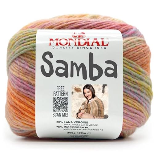 Mondial Samba Color Melocoton Cod.646 Strickgarn, Wolle, Acryl-Mischung, 200 g, 400 m von Mondial